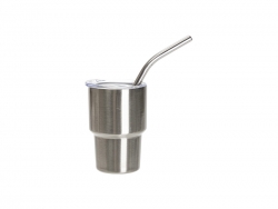 Sublimation Blanks 3oz/90ml Mini Stainless Steel Tumbler Shot Glass w/ Straw(Silver)