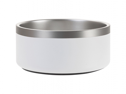 Sublimation Blanks 64oz/1900ml Powder Coated SS Dog Bowl (White, Matt Sub Coating)