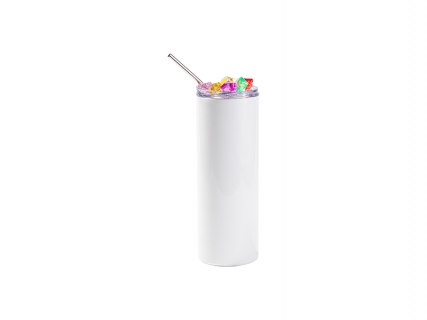 20oz/600ml SS Sublimation Blanks White Tumbler with Color Fake Crushed Ice Topper Lid