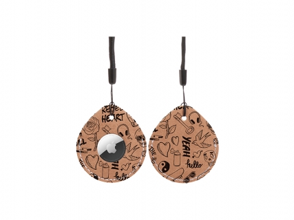 Sublimation Blanks PU AirTag Cover Pendant(Teardrop, Brown)
