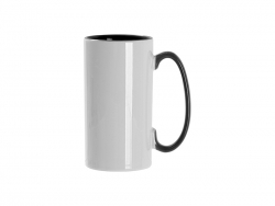 Sublimation Blanks 12.8oz/380ml Inner/Handle Color Skinny Tall Mug-Black