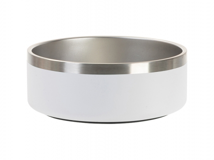 Sublimation Blanks 42OZ/1250ml Powder Coated SS Dog Bowl (White, Matt Sub Coating)