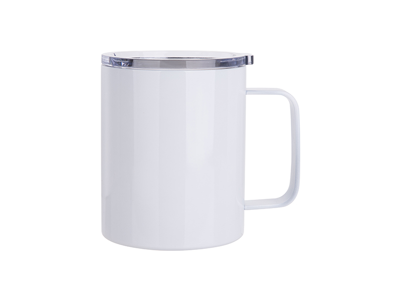 Stainless Steel Tall Cup w/ Handle(12oz/360ml,Sublimation Blank,White)