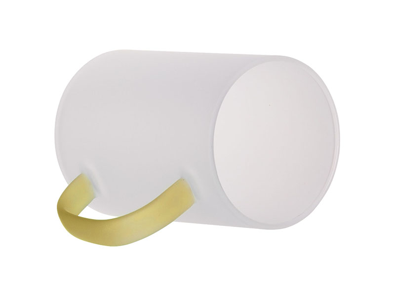 Sublimation 12oz 360ml Glass Mug W Yellow Handle Frosted Bestsub Sublimation Blanks