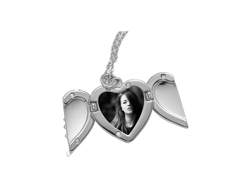 Sublimation Heart Shaped Angel Wing necklace – Natural Roots