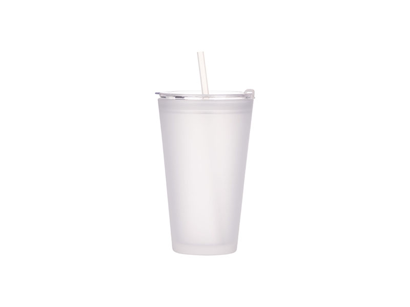 Sublimation 15oz/450ml Glass Tumbler w/ Lid & Straw (Frosted