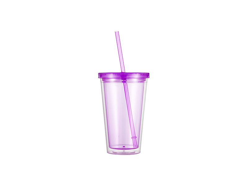 12) Fuschia Tumbler Straws With Stopper Ring Acrylic Straw