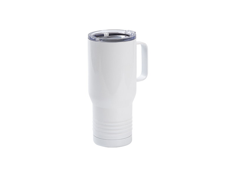 Stainless Steel Tall Cup w/ Handle(12oz/360ml,Sublimation Blank,White)