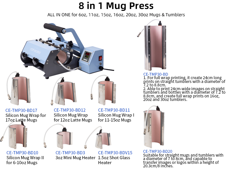 Multifunctional Mug Tumbler Heat Press Machine 8 in 1 - BestSub -  Sublimation Blanks,Sublimation Mugs,Heat Press,LaserBox,Engraving  Blanks,UV&DTF Printing