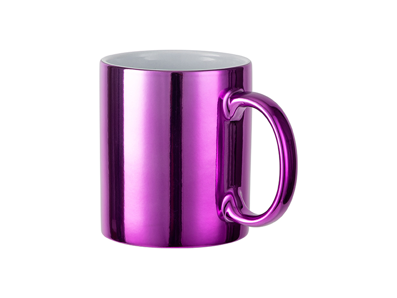 11 oz Sublimation Mug with Purplish Red Rim & Handle