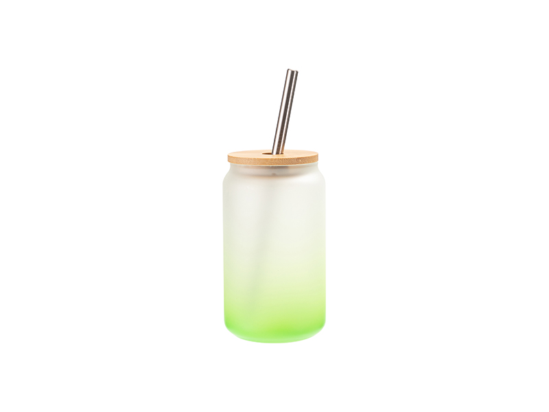 Sublimation Glass Tumblers With Bamboo Lid And Straw, Gradient