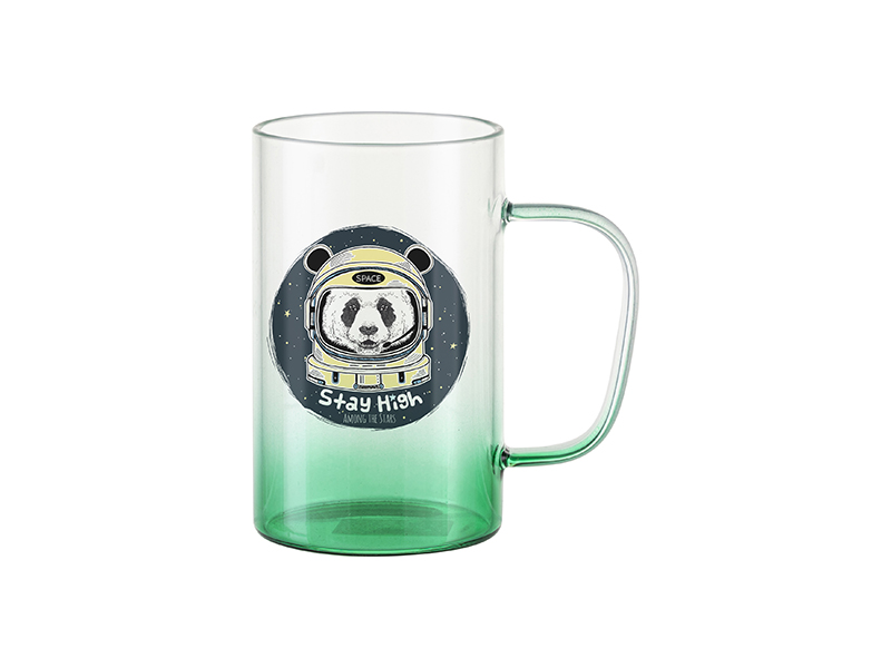 18oz 540ml Glass Beer Coffee Mugs Clear Gradient Green Bestsub Sublimation Blanks