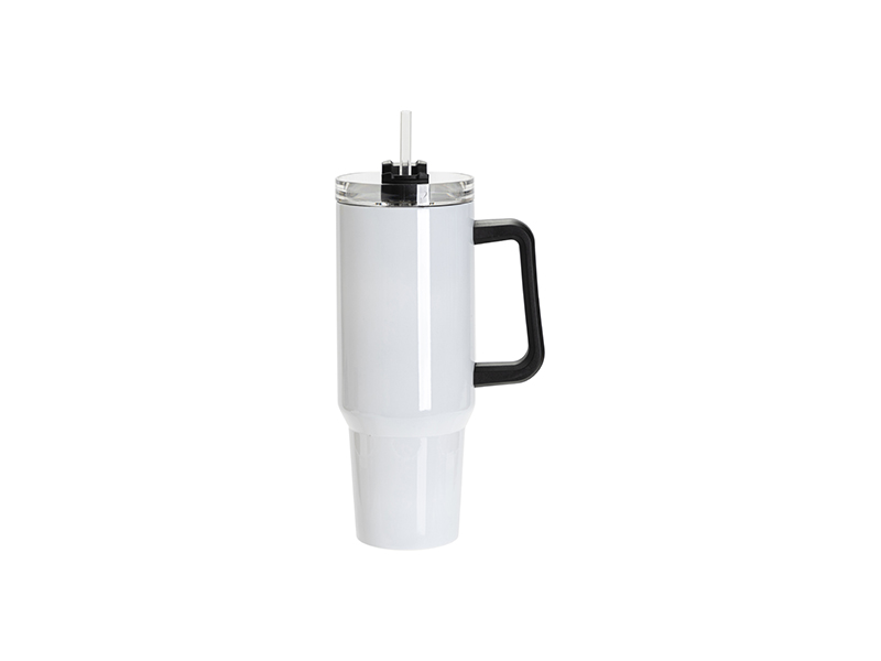Sublimation Travel Tumblers White With Handle, Metal Straw And
