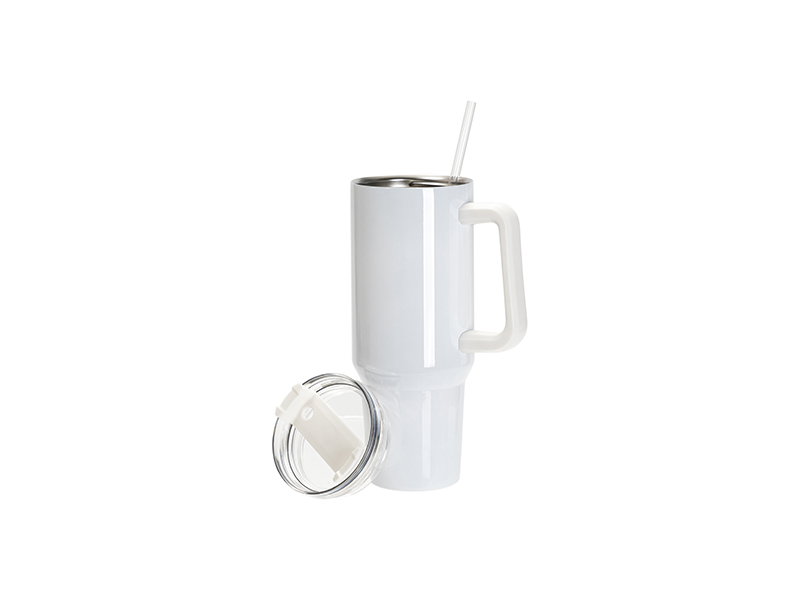 Stainless Steel Tall Cup w/ Handle(12oz/360ml,Sublimation Blank,White)