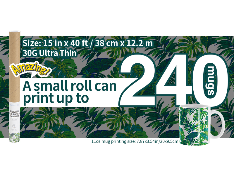 Sublimation Pattern Paper Nature Series (5 Design Options) Roll Size 15 in x 40 ft 15 in x 40 ft / Red Tropic Leaves / Hydro Transfer Paper 30 Gram