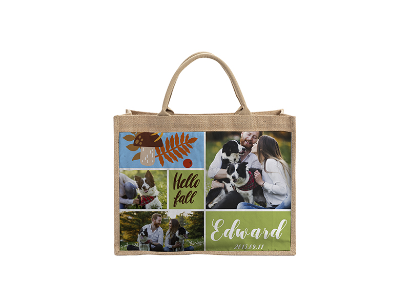 Free Shipping 100pcs/lot 12.2/15 Inches Sublimation Blanks Christmas Jute  Tote Shopping Bags For Custom Gifts