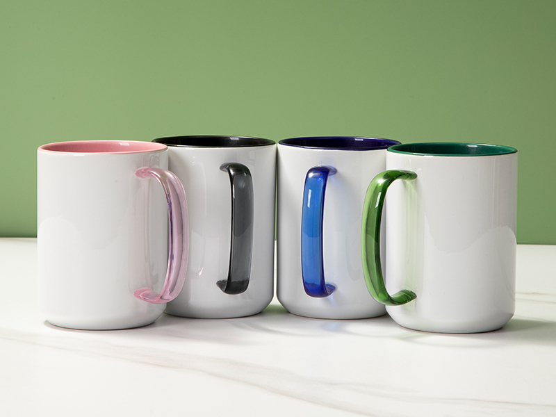 Sublimation Blanks 15oz White Mug (Clear Glass Handle) - BestSub