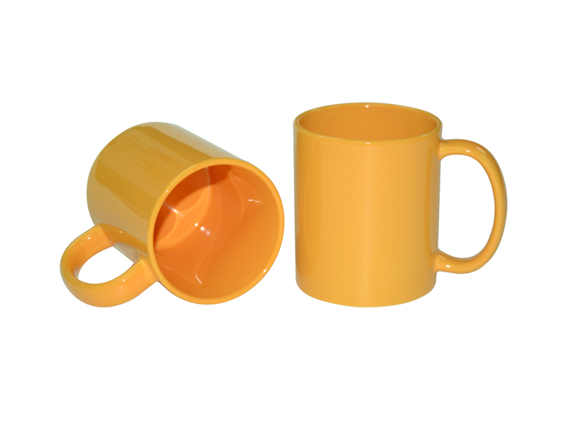 11 oz Rim & Handle Colored Mug - Yellow – Blank Sublimation Mugs