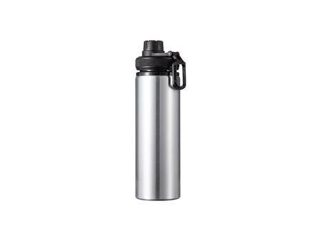 Botella Aluminio 25OZ/850ml Tapa Negra (Plateado)