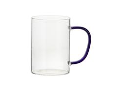 Caneca Vidro 12oz/360ml com Asa Azul Escuro (Transparente)