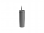 16oz/473ml Double Wall Plastic Skinny Tumbler with Straw &amp; Lid (Paint, Light Gray)