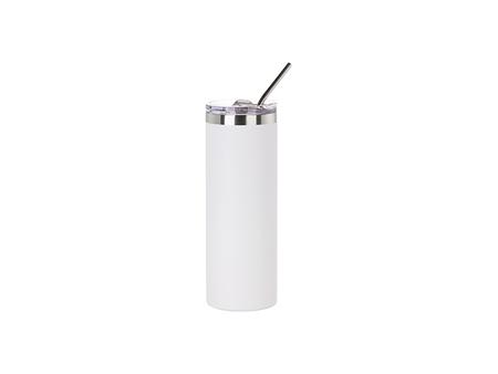 Tumbler Acero Inoxidable 20oz/600ml Con Pajita y Tapa Antifuga Recubrimiento en Polvo (Blanco, Recubrimiento Mate Sublimación)Cantidad mínima:500pcs