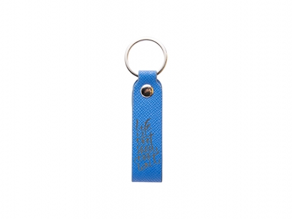 Laser Engraving PU Leather Keychain (Handle,Medium Blue)