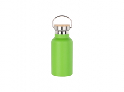 350ml/12oz Portable Bamboo Lid Powder Coated Stainless Steel Bottle (Green)