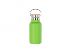 350ml/12oz Portable Bamboo Lid Powder Coated Stainless Steel Bottle (Green)