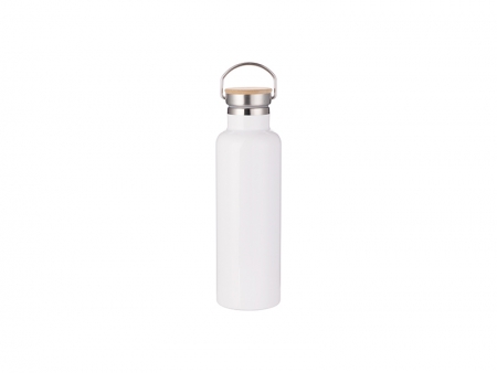 Sublimation 750ml/25oz Portable Bamboo Lid Stainless Steel Bottle (White)