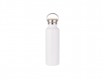 Sublimation 750ml/25oz Portable Bamboo Lid Stainless Steel Bottle (White)