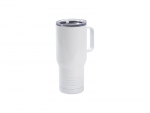 22oz/650ml Sublimation Blanks Stainless Steel Tumbler w/ Handle Ringneck Grip (White)