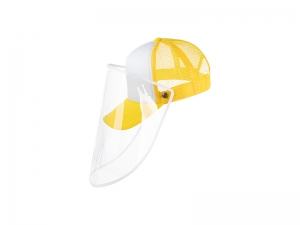 Sublimation Adult Mesh Cap w/ Removable Face Shield (Yellow)