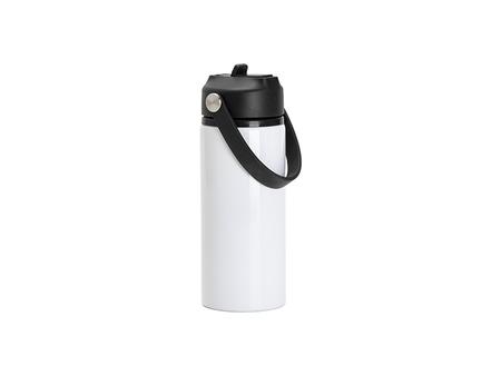 Sublimation 20oz/600ml Aluminium Water Bottle w/ Black Portable Straw Lid (White)