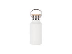 Garrafa Inox 350ml/12oz Coberto em Pó com Tampa de Bambu Fácil de levar  (Branco)