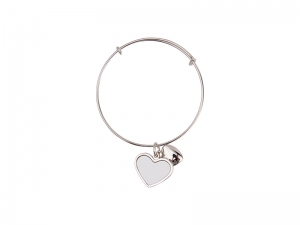 Sublimation Adjustable Photo Bracelet W/ Round Insert (One Heart)