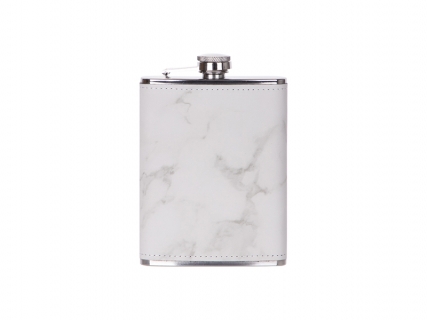 8oz/240ml Stainless Steel Hip Flask with PU Cover (Marble W/ Gold)