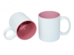 Mug blanc 330 ml avec intérieur rose Sublimation Transfert Thermique