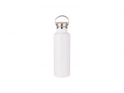 Garrafa Inox Tampa Bambú Portátil 750ml/25oz (branco)