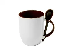 Mug JS Coating avec cuillère marron Sublimation