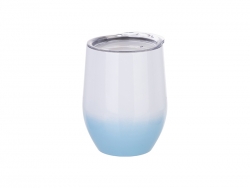 Vaso Vino Acero Inoxidable 12oz/360ml con tapa (Color Gradual Azul Claro y Blanco)