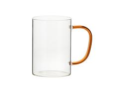 Caneca Vidro 12oz/360ml com Asa Vermelha (Transparente)