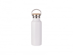 Garrafa Inox Tampa Bambú Portátil 500ml/17oz (branco)