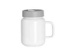 Mason Jar Cerámica 17oz/500ml con Tapa de Silicona Gris (Blanco)