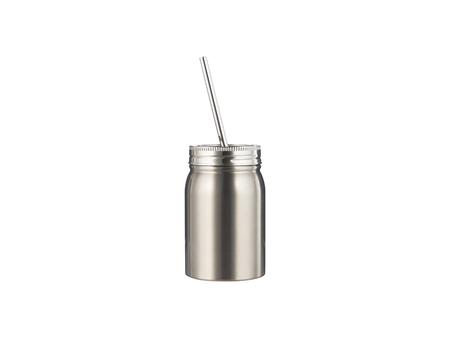 17OZ/500ml Acero Inoxidable Mason Tumbler con Straw(Plateado)