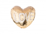 Sublimation Heart Shaped Sequin Pillow Cover (Gold w/ White, 39*44cm)