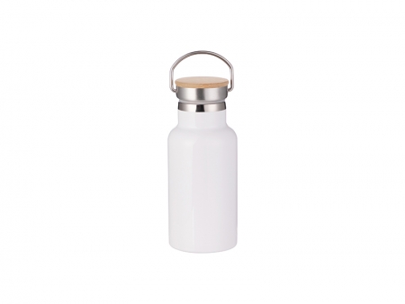 Sublimation 350ml/12oz Portable Bamboo Lid Stainless Steel Bottle (White)