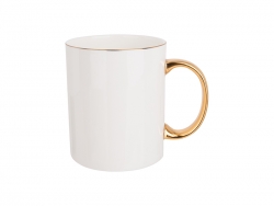 Caneca Bone China Borda e Alça Colorida 11oz/360ml (Dourado)