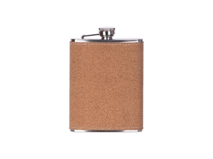 8oz/240ml Stainless Steel Hip Flask with PU Cover (Cork W/ Black)