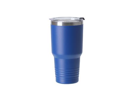 Tumbler Cuello Anillado Acero Inoxidable 30oz/900ml con Pajita Recubrimiento en Polvo (Azul Real)Cantidad mínima:500pcs